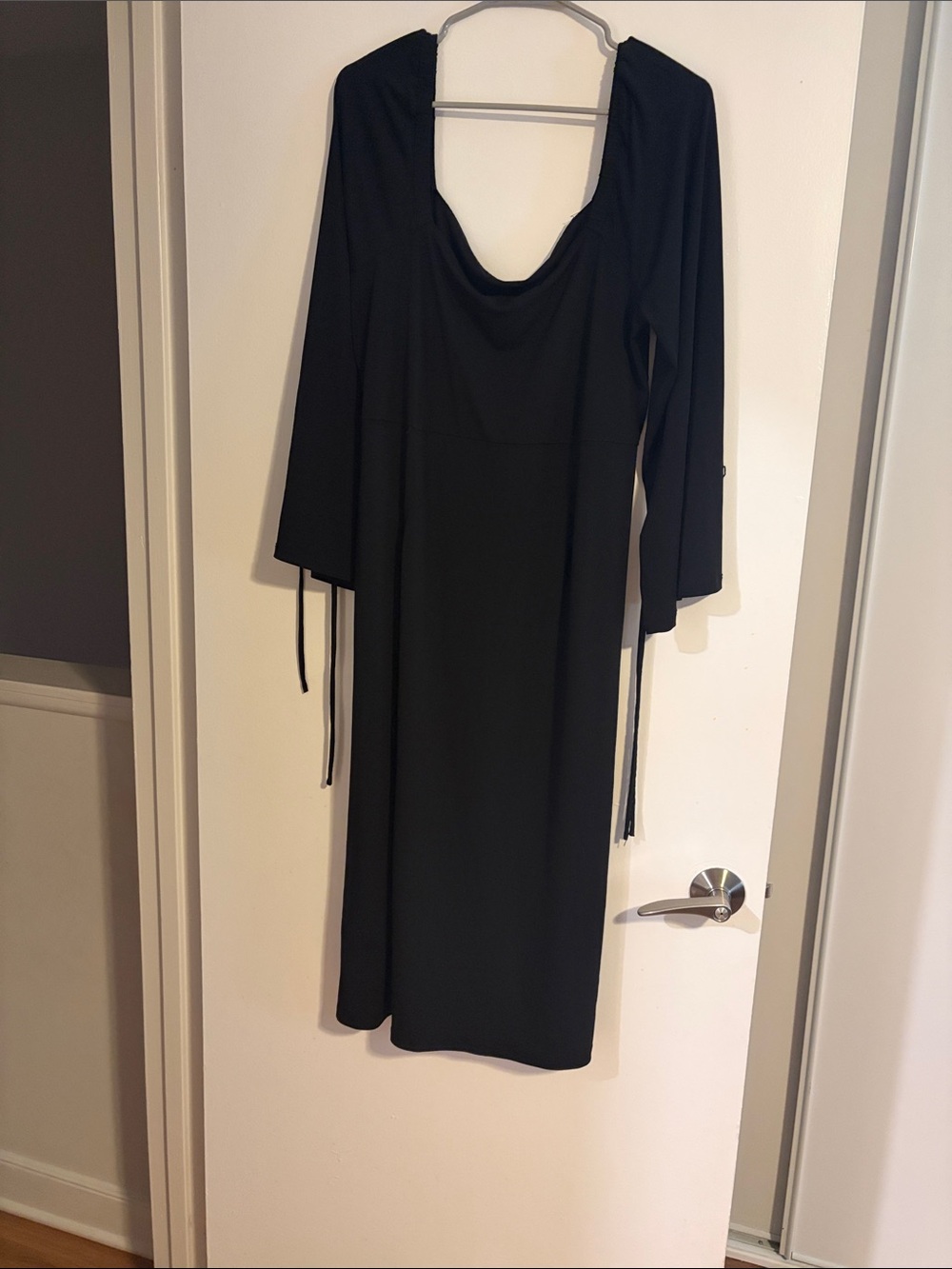Eloquii Black Cowl Neck Long Sleeve Midi Dress